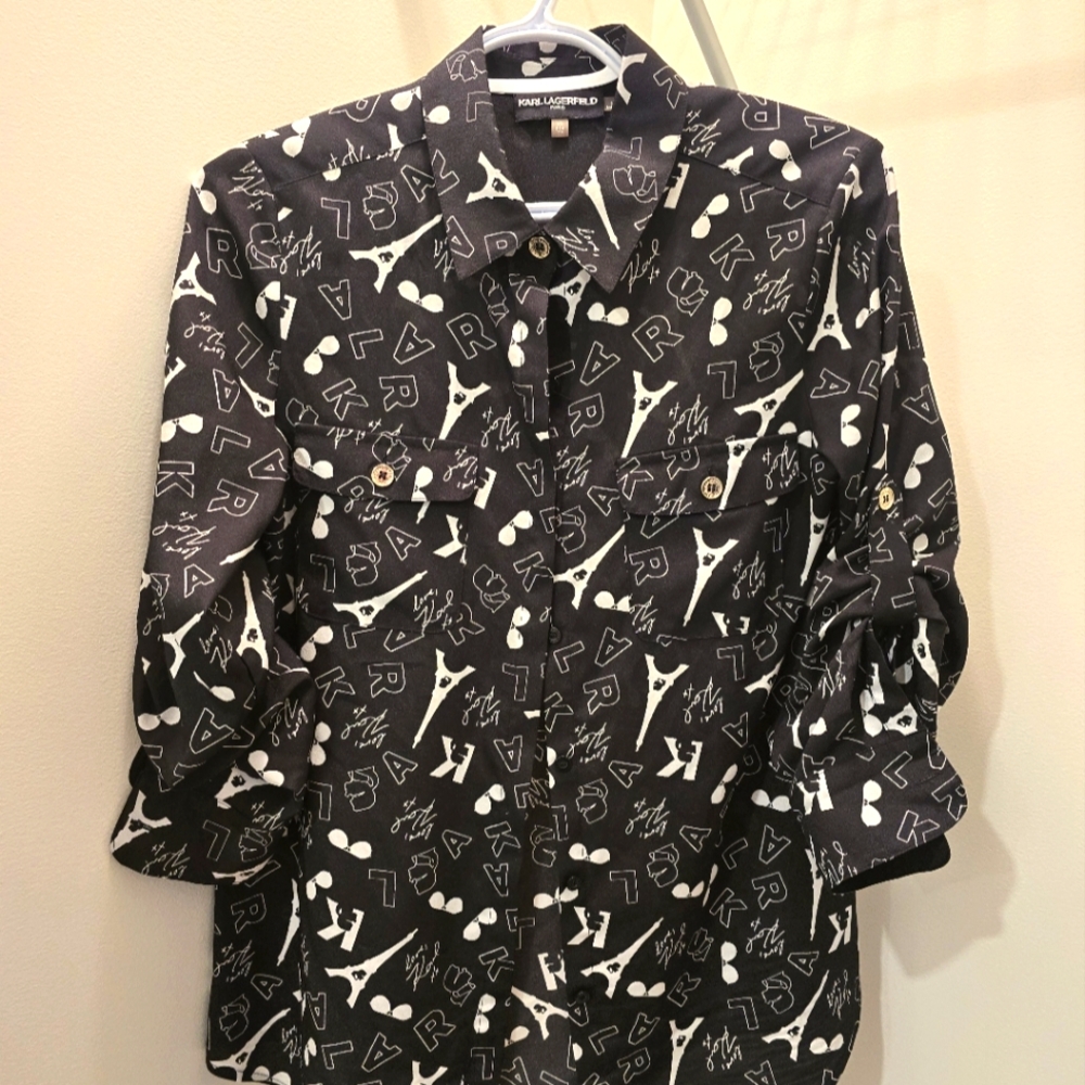 Black and White Graphic Womens Shirt